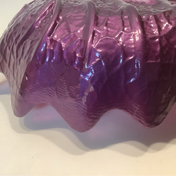 Akcam Glass Bowl Iridescent Frosted Leaf Shape Art Handmade Turkey Green Purple - Picture 10 of 14